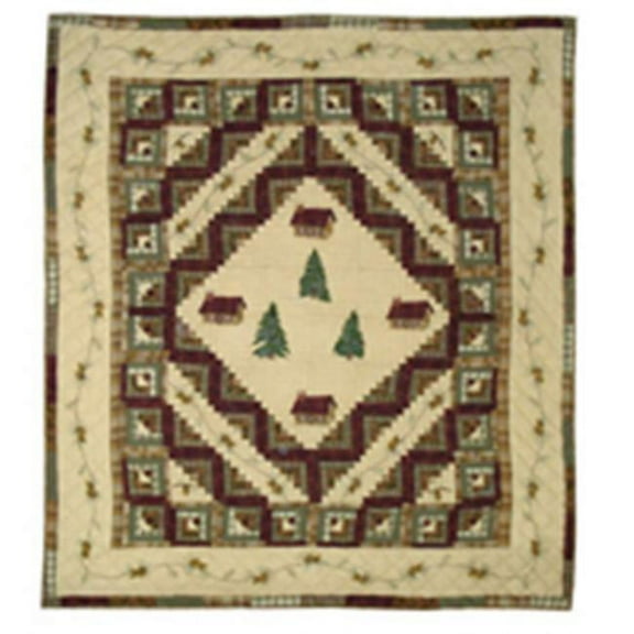 Patch Magic  Forest Log Cabin Lightweight Reversible Cotton King Quilt, Adult