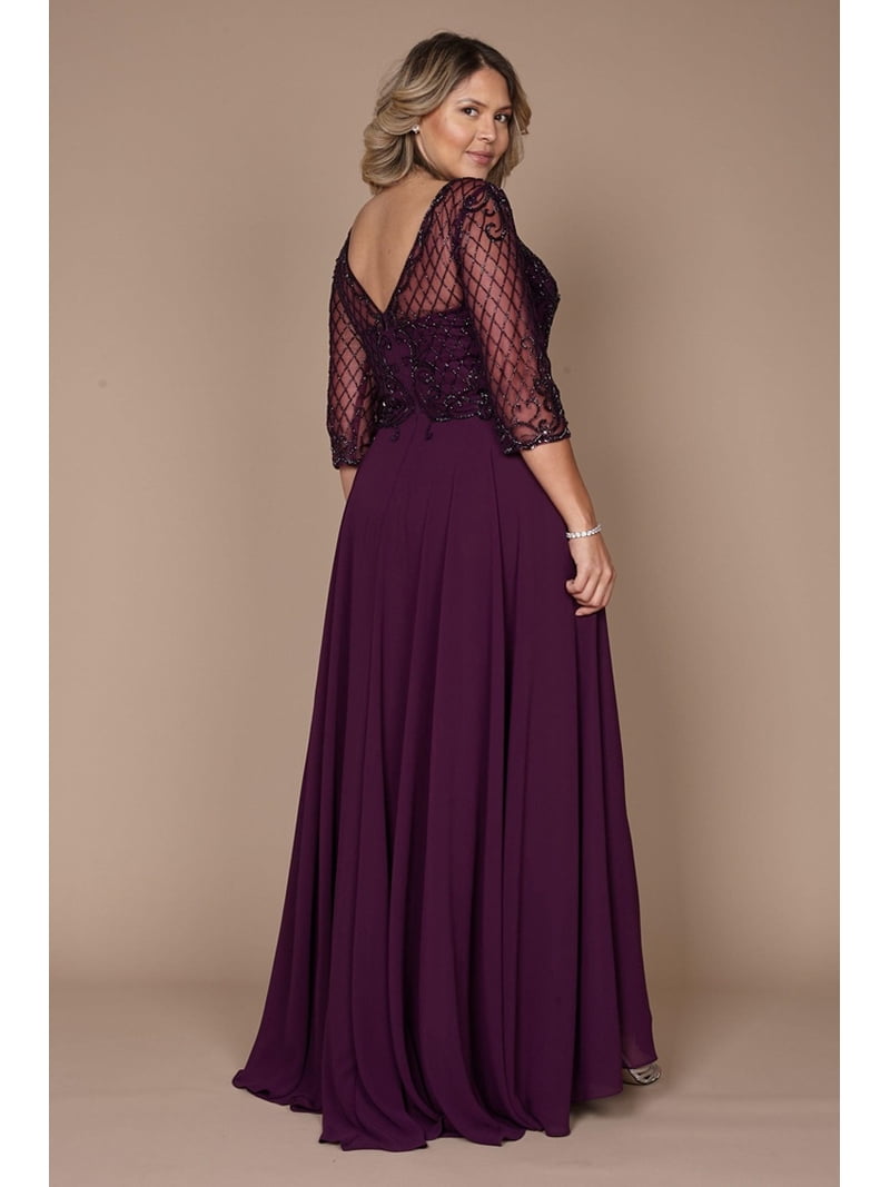 dylan & davids long sleeve for dress Long Formal Lace Evening Dress  The Dress Outlet