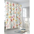 thumbnail image 3 of Spring Floral Standard Shower Curtain Set, Waterproof Shower Curtains for Bathroom, Summer Flowers Watercolor Botanical Washable Fabric Cloth Bath Curtain for Bathtub with Hooks 72x72 Inches, 3 of 6
