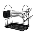 thumbnail image 2 of Organizador de escurridor de platos premium, práctico, de gran capacidad, de 2 niveles con soporte para utensilios, escurridor de platos para encimera Pequeño, 2 of 8