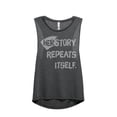 thumbnail image 1 of Thread Tank HerStory Repeats Itself Women's Fashion Sleeveless Muscle Tank Top Charcoal Small, 1 of 4