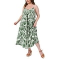 thumbnail image 5 of Agnes Orinda Women's Plus Size Dresses Spaghetti Straps Spring Summer Beach Boho Long Dresses 1X Green, 5 of 7