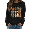 thumbnail image 3 of QATAINLAV Chandails à Manches Longues pour Femmes pour la Sensibilisation au Cancer du Sein, Mignon Chandail à Col Rond Imprimé Blouse 2025 Automne Tunique Décontractée Hauts Rabais de 90 % Liquidation Noir P, 3 of 5