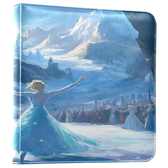 WOBOGO Ice Princess Dancing on The Ice Pattern Photo Albums 20 pages large capacity DIY self-adhesive page PU leather cover for family wedding anniversary baby vacation photos 24×11.8in