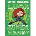 thumbnail image 2 of Junior's Marvel St. Patrick's Day Black Widow Who Needs Luck Graphic Tee Kelly Green Large, 2 of 3