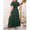 thumbnail image 2 of FOLUNSI Plus Size Formal Dresses Glitter V Neck Split Wedding Cocktail Long Evening Dress Turquoise M, 2 of 7