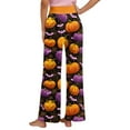 thumbnail image 4 of MLQIDK Women Plus Size Halloween Pajamas Pumpkin Bat Ghost Print Fall Pajamas Elastic Waist Halloween Loose fit Pajama Funny Drawstring Halloween PJ Pants Comfy PJ Bottoms, 4 of 4