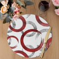 thumbnail image 3 of Red Grey Round 15 Inch Placemats Set of 4, Geometric Circle Modern Abstract Simple Art HeatResistant Non Slip Place Mats for Dining Table, Wipeable Braided Kitchen Table Mats for Housewarming, 3 of 9
