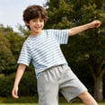 thumbnail image 5 of yillto Kid's Striped Short Sleeve Tshirt Cotton Crew Neck Loose Summer Casual Fashion Shirts for Boys Girls, 5 of 6