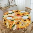 thumbnail image 4 of Sunflower Round Tablecloths 60 Inch Retro Watercolor Sunflowers Table Cloth Wipeable Table Cover Protector Vintage Yellow Floral Table Covers for Party, Kitchen, Picnic, Dinning, Weddings, 4 of 6