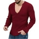 thumbnail image 1 of Blusas y camisas de manga larga con cuello en V para hombre, camisetas casuales de manga larga, jersey de punto, camisa de color liso con cuello en V, blusa para hombre, 1 of 6