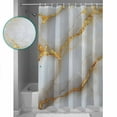 thumbnail image 3 of 60x72 Inch Shower Curtains for Bathroom White Gray Marble Fabric Bath Curtain Decor Modern Abstract Golden Texture Art Waterproof Restroom Curtains Shower Set Accessories with 12 Hooks 60 Inch, 3 of 6