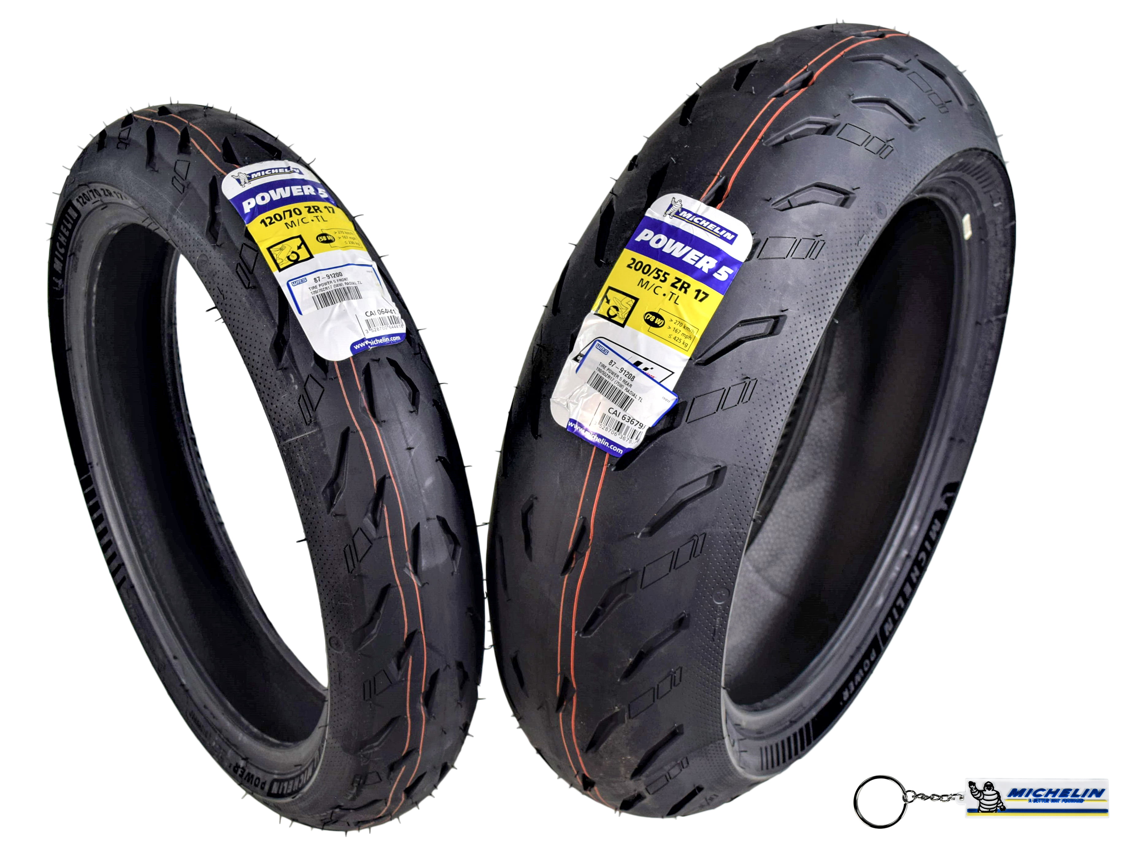 Michelin Pilot  Power 3 120/70ZR17 Front 180/55ZR17  Rear Motorcycle Tires Set