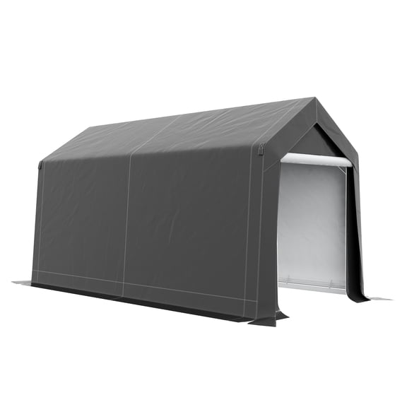 Outsunny 7' x 12' Garden Storage Tent, Heavy Duty Outdoor Shed, Waterproof Portable Shed Storage Shelter with Ventilation Window and Large Door for Bike, Motorcycle, Garden Tools, Gray