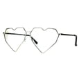 thumbnail image 2 of Womens Squared Heart Shape Metal Rim Clear Lens Eye Glasses Silver, 2 of 4