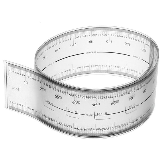 Uxcell Film Flexible Ruler 30cm 0.1mm Scale with R Angle and Width Lines Clear PET Plastic Folding Straight Ruler for Factory, Translucent, 1 Pcs