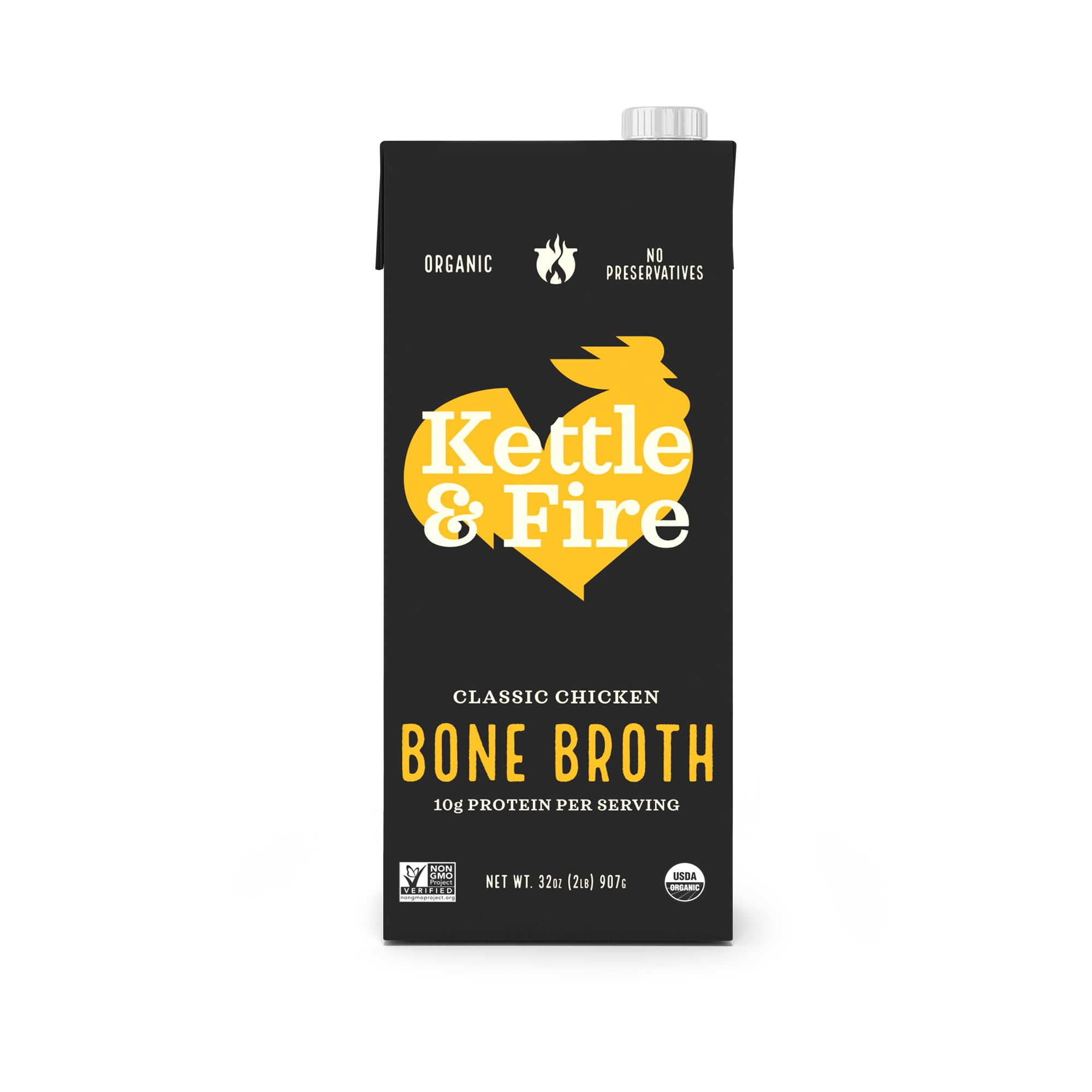 (8 pack) Kettle & Fire Classic Chicken Bone Broth, Shelf-Stable, 32 oz