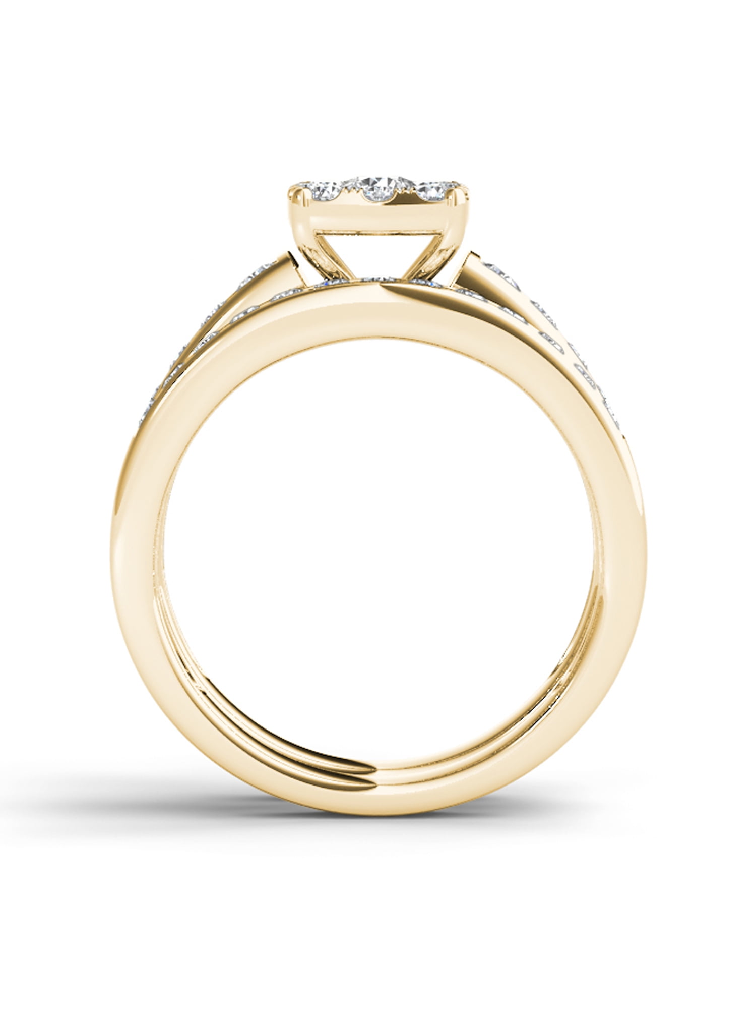 Imperial Diamond Cushion-Shape Cluster Engagement Ring Set, 1 ct, 10kt Yellow Gold