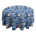 thumbnail image 4 of Blue Soccer Themed Pattern Round Tablecloth 60"x60",Wrinkle Wipeable Table Cloth for Kitchen Dining Room Picnic Patio Party, 4 of 6