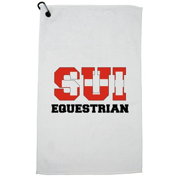 Switzerland Equestrian - Olympic Games - Rio - Flag Golf Towel with Carabiner Clip