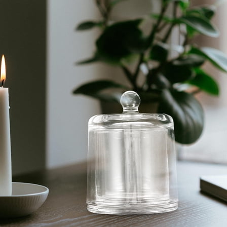 YOSADIER Clear Glass Candle Holder with Windproof Cover, Decorative Votive Cup for Home, Wedding, and Outdoor Use