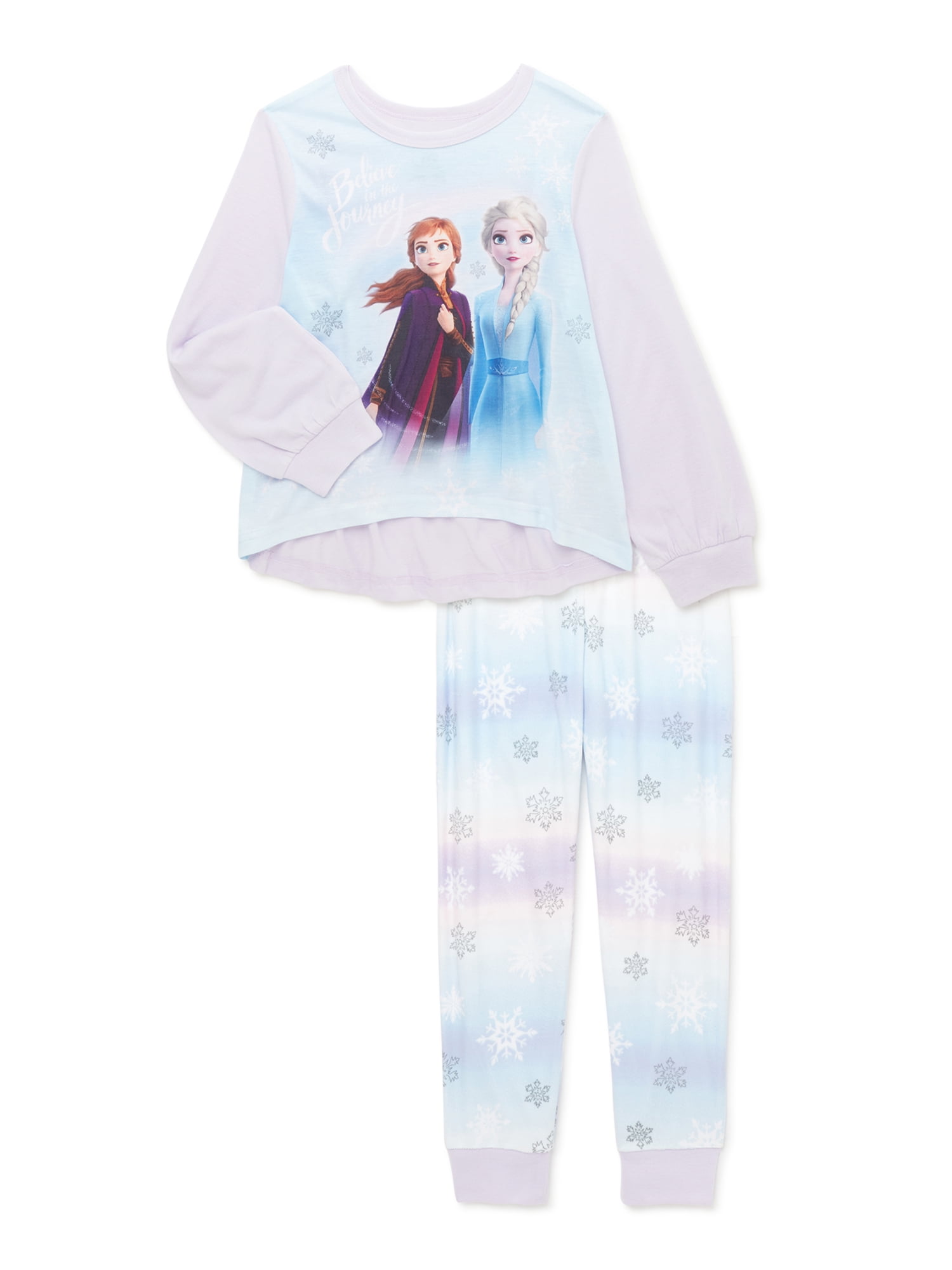 Girls Disney Frozen Blue/Black Long Length Pyjama Nightwear Pjs Age 3-10 Years 