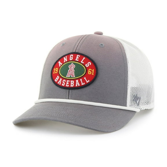 Men's '47 Gray/White Los Angeles Angels Tide Sweep Rope Trucker Adjustable Hat