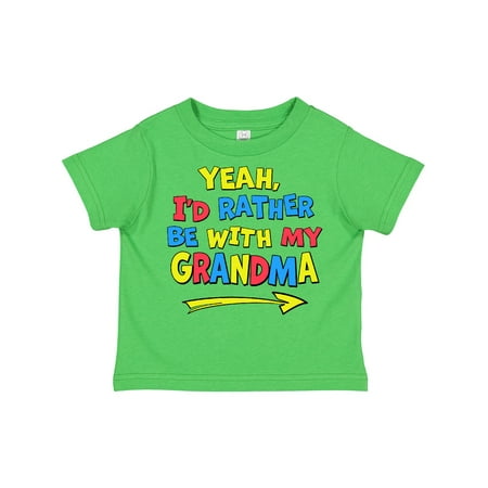 

Inktastic Yeah I d Rather Be with My Grandma in Red Yellow and Blue Gift Toddler Boy or Toddler Girl T-Shirt