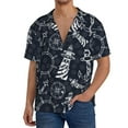 thumbnail image 7 of Lsque Anchor and Lighthouse print Men's Cuban Collar Short Sleeve Shirt Summer Beachwear Casual Button Down Fashionable Vacation Leisure Shirt-Small, 7 of 7