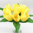 thumbnail image 3 of Enova Home Artificial Tulips Silk Flowers Arrangement in Clear Glass Vase with Faux Water (Yellow), 3 of 4