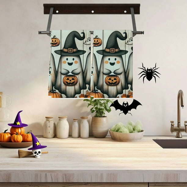 Toalla de mano decorativa de Halloween con diseño de calabaza fantasma y Hey Hush
