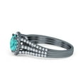 thumbnail image 4 of Halo Round Accent Dazzling Ring Black Tone Paraiba Tourmaline CZ 925 Sterling Silver Size 6, 4 of 8
