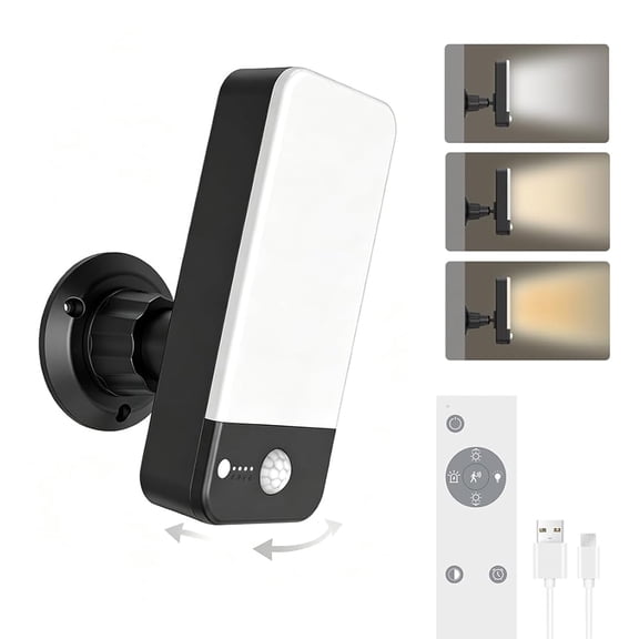 Motion Sensor Outdoor Light, 10000mAh Rechargeable 600 Lumen Battery Operated Outdoor Light with 3 Modes, 3 Color Temperatures, Waterproof Outdoor Security Lights for House, Fences, Patio