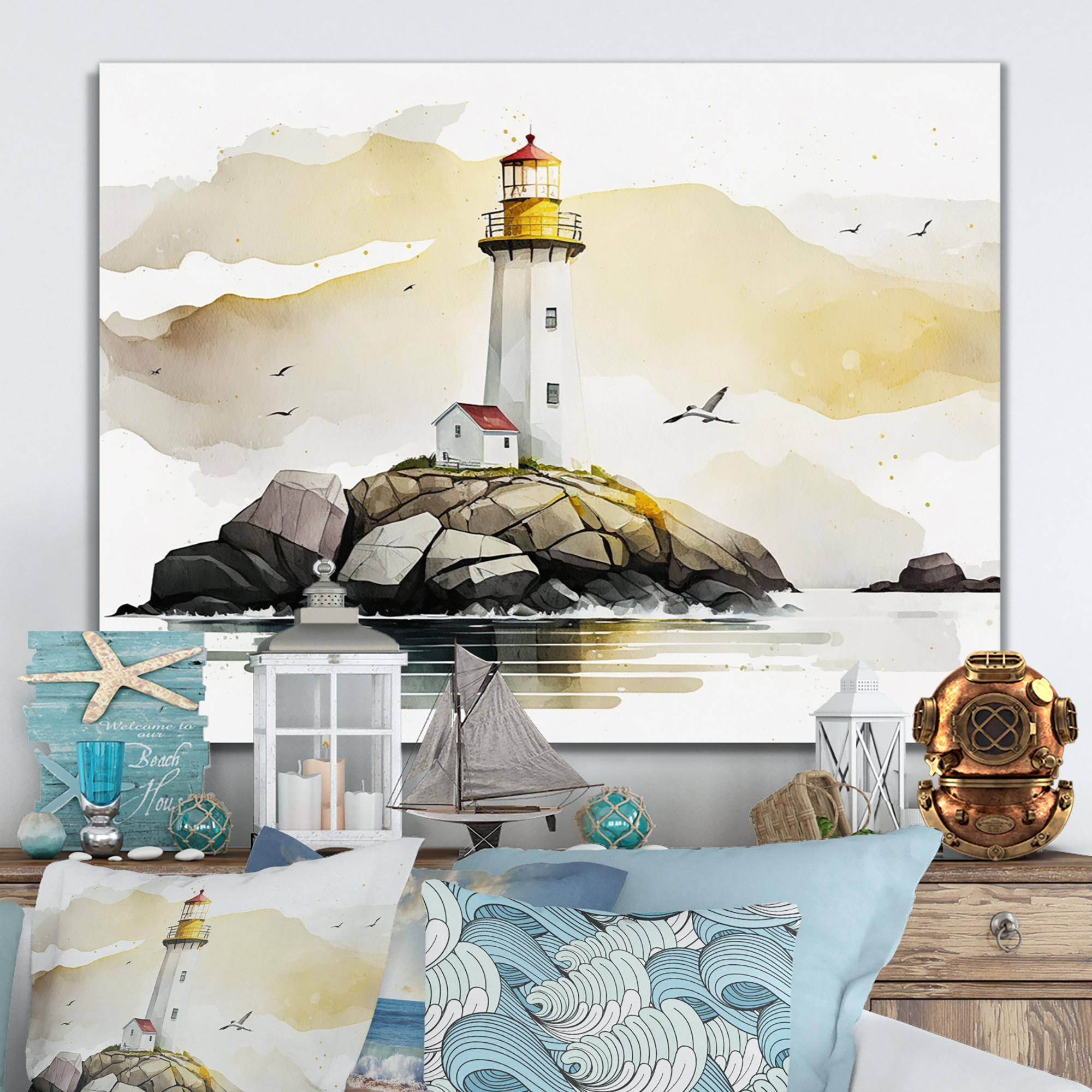 Designart Lighthouse On The Coast I Canvas Wall Art
