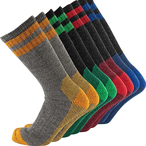 CEREBRO Merino Wool Socks for Men Outdoors Trekking Cushioned Mid-calf Socks Moisture Wicking Men's Hiking Socks for Home 