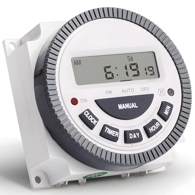 Digital Timer Switch 7 Day Programmable, Electric Time Controller with LCD Display, 1NO 1NC Relay Output Timer for Pool Pump Light Fan, Weekly Cycle Programming