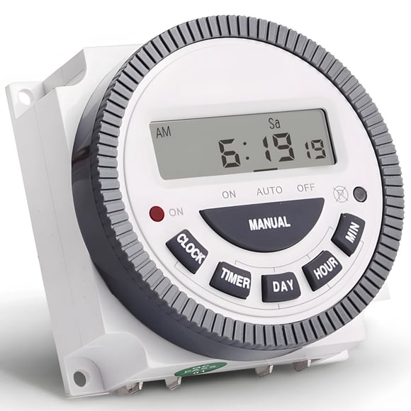Digital Timer Switch 7 Day Programmable, Electric Time Controller with LCD Display, 1NO 1NC Relay Output Timer for Pool Pump Light Fan, Weekly Cycle Programming