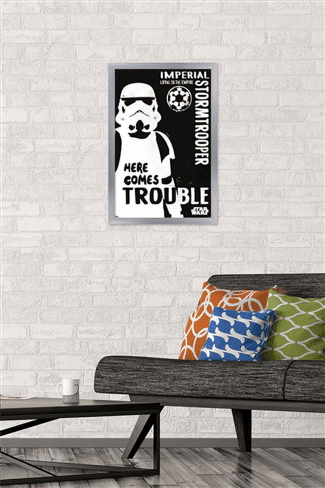 Star Wars: Saga - Stormtrooper Trouble Wall Poster, 14.725" x 22.375", Framed