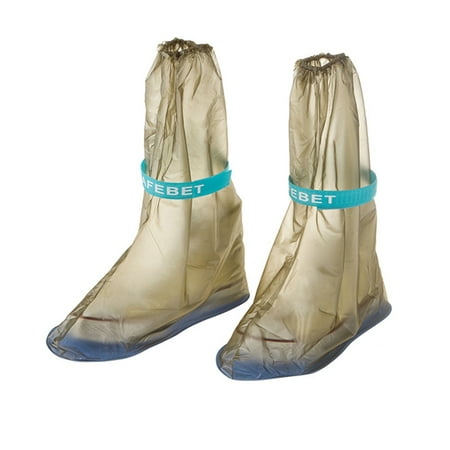 1Pair Portable Waterproof Anti-Slip Reusable Rain Shoe Covers Overshoes Rain Boots Cover Rain Gear Raincoats Accessories, Brown, Small Color:Brown