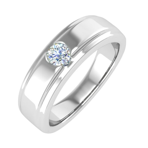 14K White Gold Channel Set Diamond Solitaire Wedding Band Ring (0.18 Carat) (Ring Size 10.5)