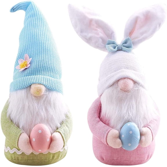 13.7inch Easter Bunny Gnome with Easter Egg - Handmade Gnome Faceless Plush Doll, Gift for Girl Room Decor and Indoor Spring Decor