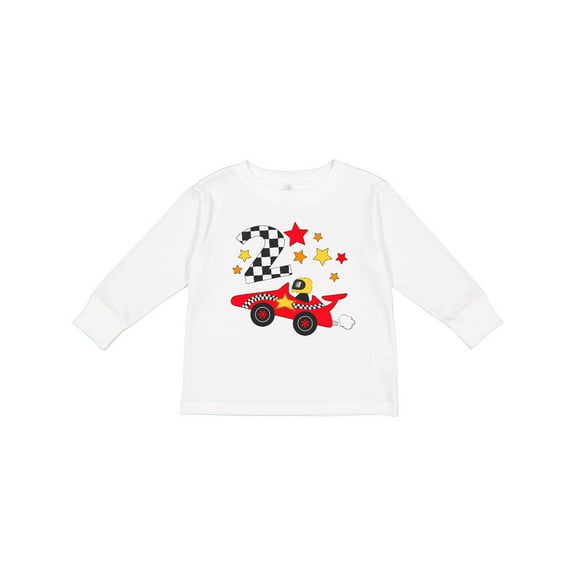 Inktastic Happy 2nd Birthday Red Racing Car Boys or Girls Long Sleeve Toddler T-Shirt