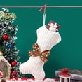 thumbnail image 1 of Home Decor Knitted Bone Hanging Gift Bag Merry Christmas Tree Decorations Bowknot Acrylic Knitted Bone Shape Santa Stocking, 1 of 4