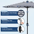thumbnail image 2 of 9Ft Patio Umbrella - 8 Sturdy Ribs Outdoor Table Umbrella with Crank LiFt & Push Button Tilt - Market Umbrella for Pool, Deck, Yard, Garden - Black & White Stripe, 2 of 7