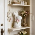thumbnail image 6 of QuanTara White Ceramic Easter Bunny Figurine, 4.06x2.32x1.77" Minimalist Sculpted Bunny with Floral Accents, Holiday & Everyday Home Decor, Tabletop Shelf Decoration, 6 of 6