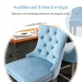 thumbnail image 6 of Paproos Upholstered Bar Stools Set of 2, Velvet Barstools with Wood Legs and Tufted, Modern Leisure Counter Height Bar Chairs with Chrome Nailhead Trim for Home Pub and Kitchen Island, Light Blue, 6 of 11