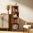 thumbnail image 6 of Maydear 4-Tier Corner Bookshelf Bamboo Corner Bookcase, Mid Century Modern Corner Bookshelf Free Standing Corner Shelf Corner Standing Shelf for Living Room, Bedroom, Home Office, Kitchen, 6 of 7