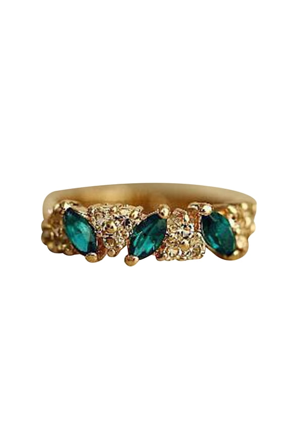 Vintage Women Emerald Cubic Zirconia Inlaid Ring Wedding Gift