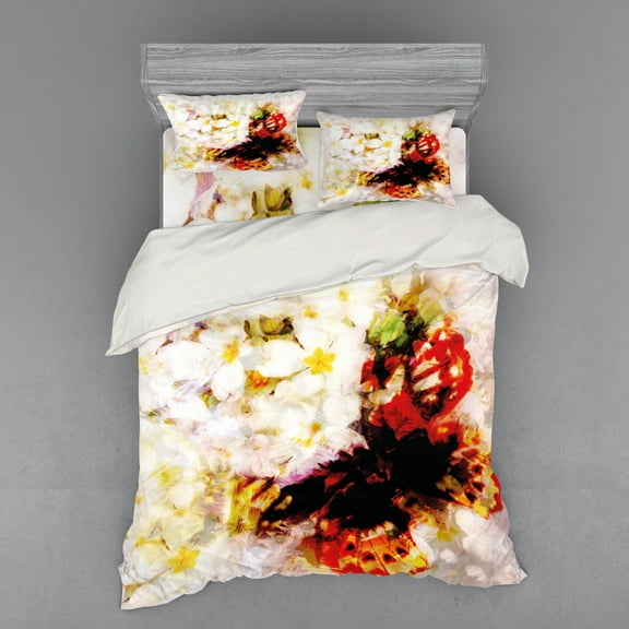 Ambesonne Paisley Bedding Set 4 Pcs, Flower Garden Orchids, Queen, Multicolor