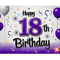 thumbnail image 4 of Purple and White Balloon Themed 18th Birthday Backdrop Banner Party Decors Background Photography Props Birthday Party Supplies, 4 of 8
